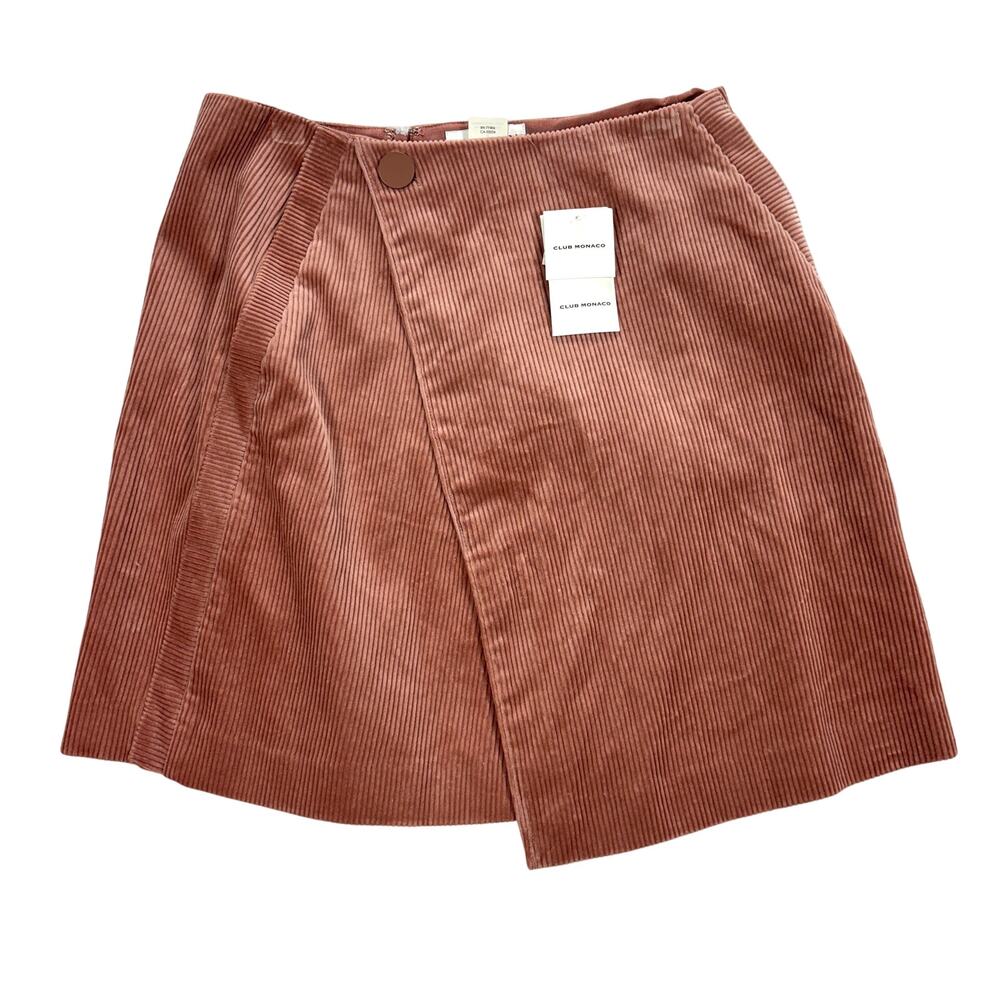 Club Monaco Asymmetrical Dusty Rose Corduroy Mini Skirt Size 4 NWT Academia